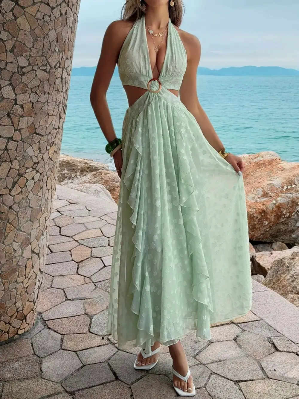 Everyday Ruffled Halter Neck Maxi Dress