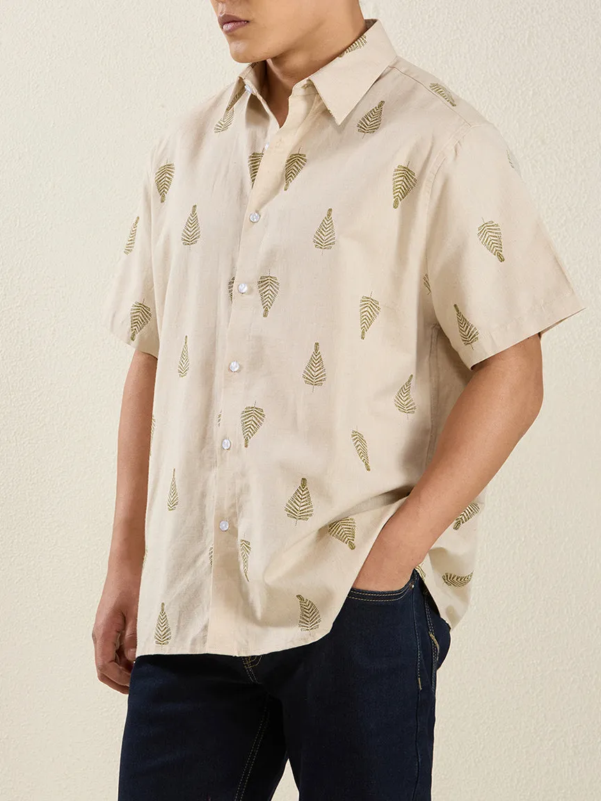 Modern Textured Half Sleeve Printed Men's Formal Shirt