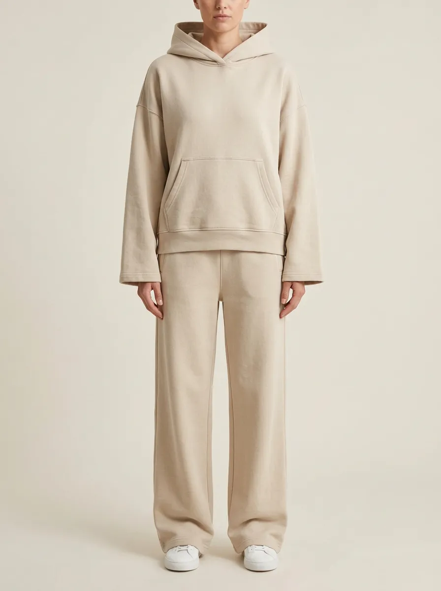 Women's Oversized Double-Layer Hoodie and Wide-Leg Trouser Set