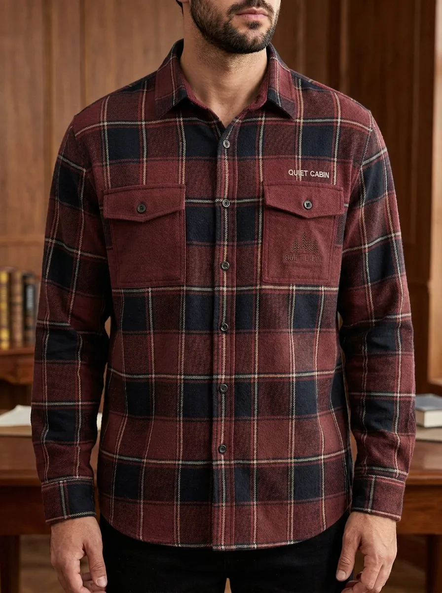 Forest Plaid Button Cuff Shirt