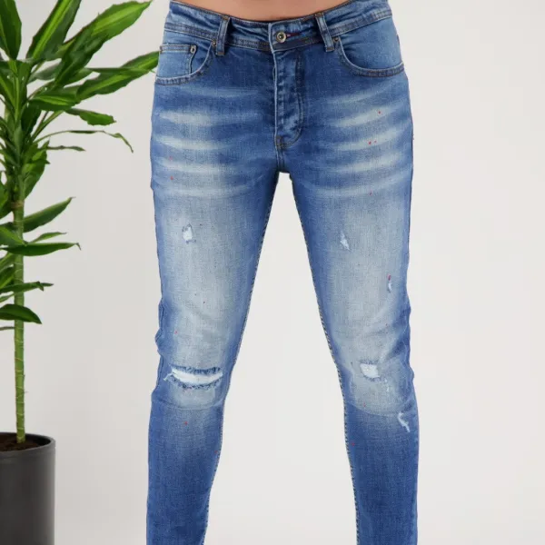 Skinny Fit Paint Splatter Jeans