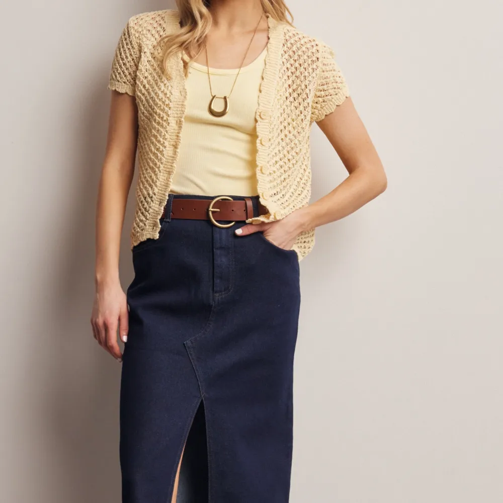 Modern Crochet Button Front Cardigan