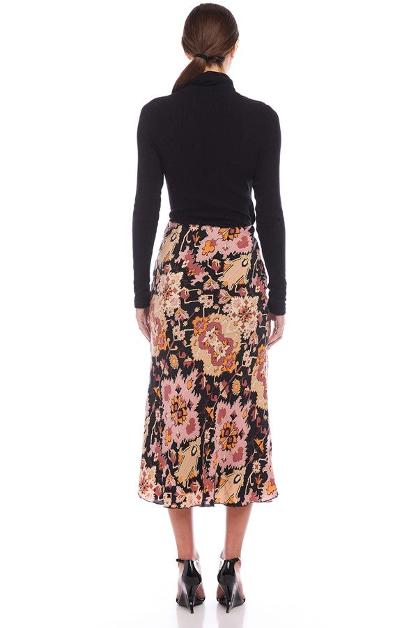 Mia Floral Print Bias Midi Skirt