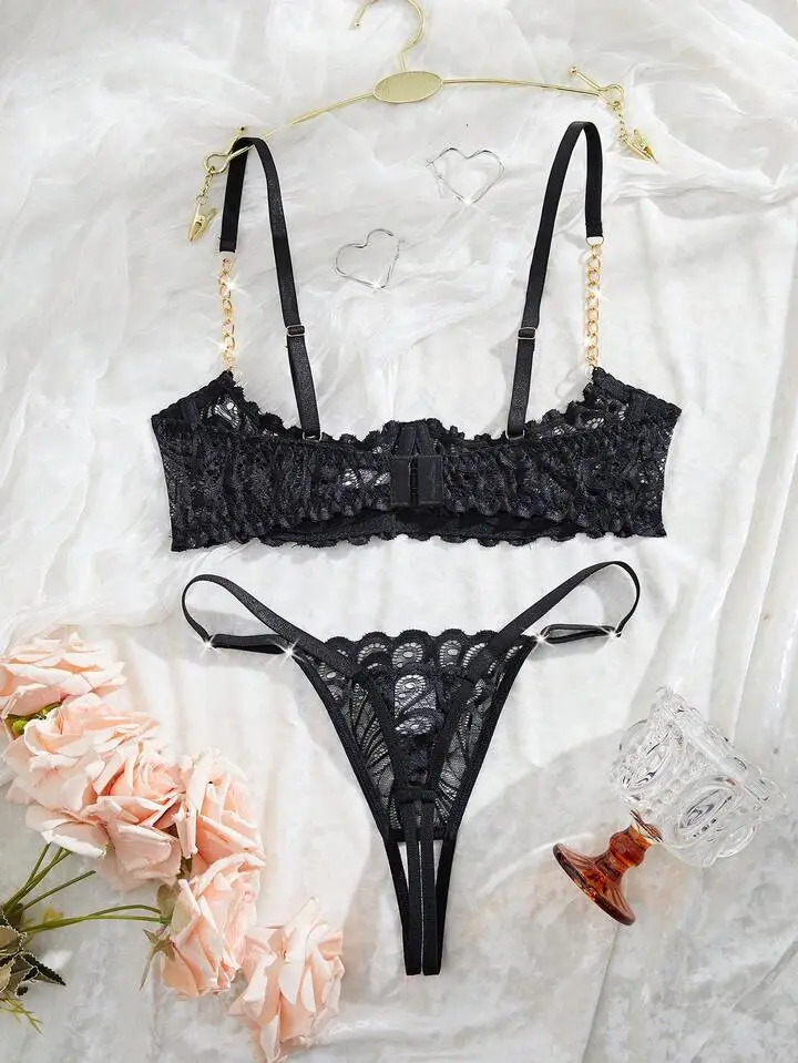 Refined Lace Sheer Bra And Panty Set