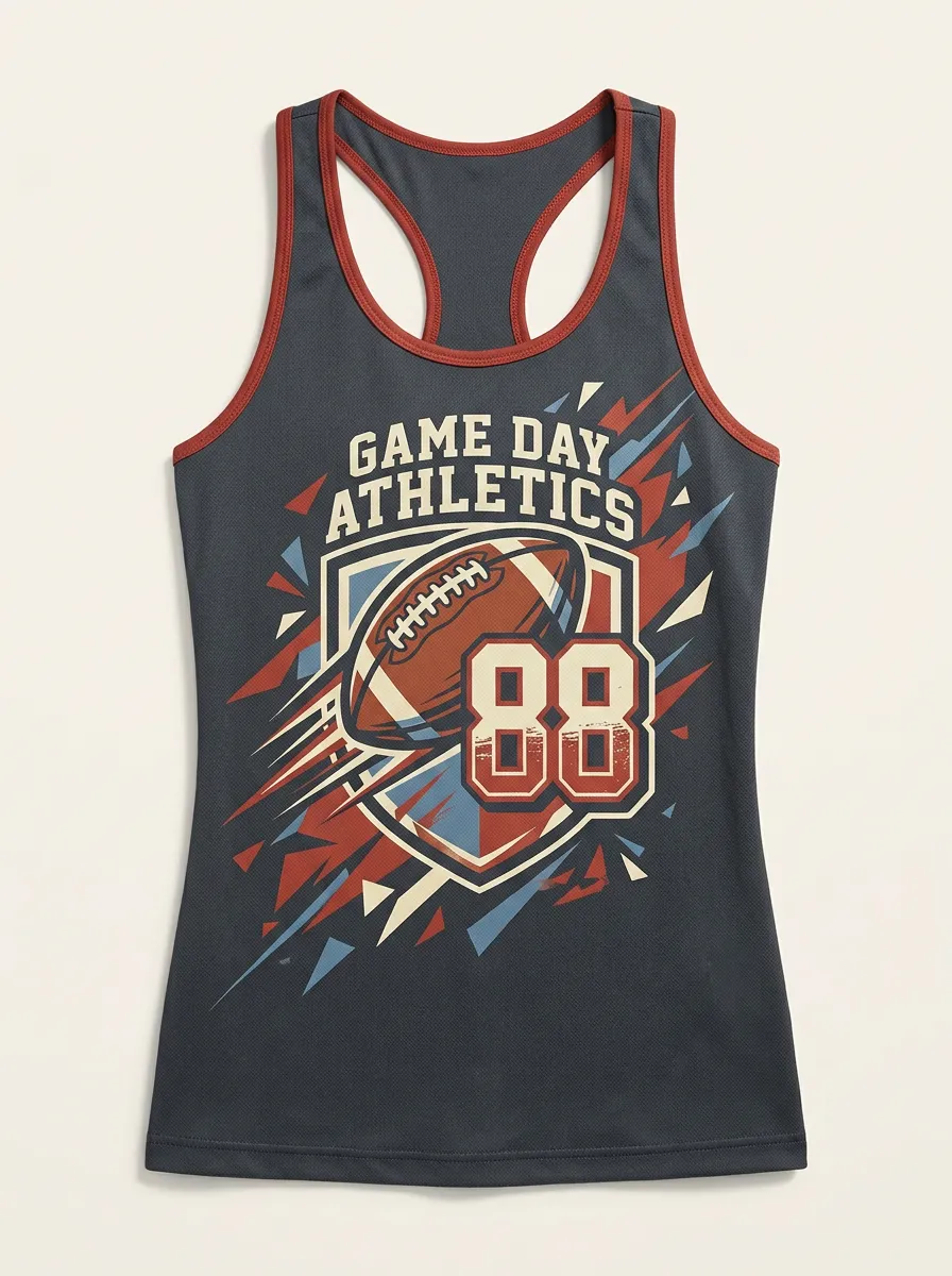 Women's Football Lover Game Day 88 Shield Printed Tank Top