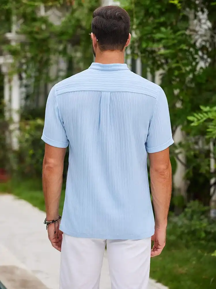 Casual Textured Henley T-Shirt