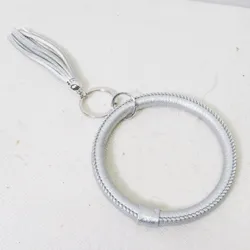 Leather Tassel Circle Keychain