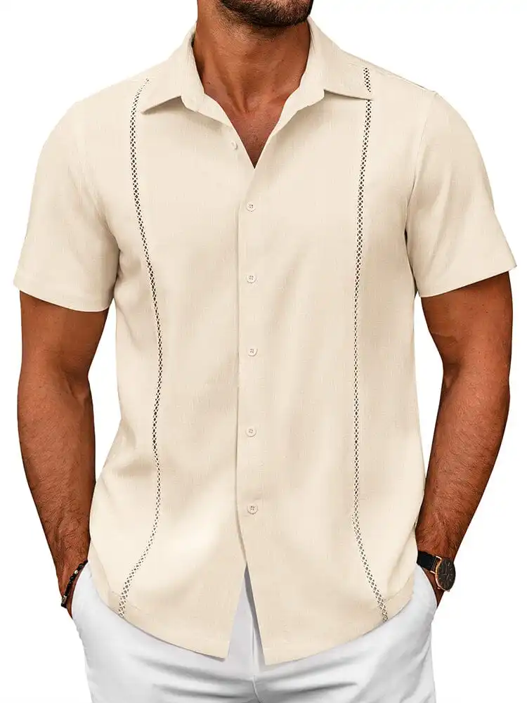 Tailored Casual Embroidered Camp Collar Shirt