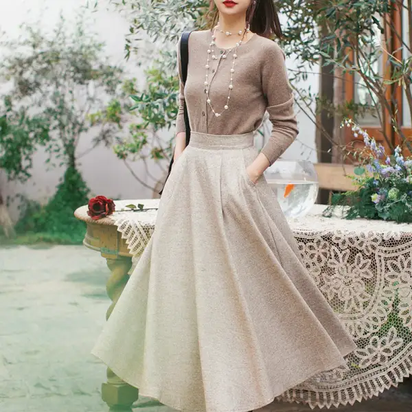 Textured Easy Everyday Casual Polyester Skirt