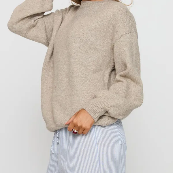Beige Oversized Knit Sweater
