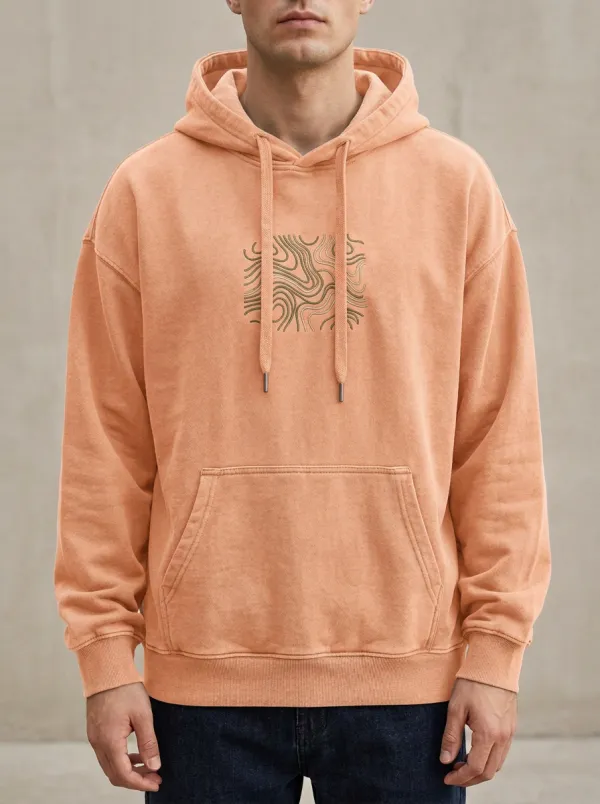 Men's Nature Lover Topographic Map Print Hoodie