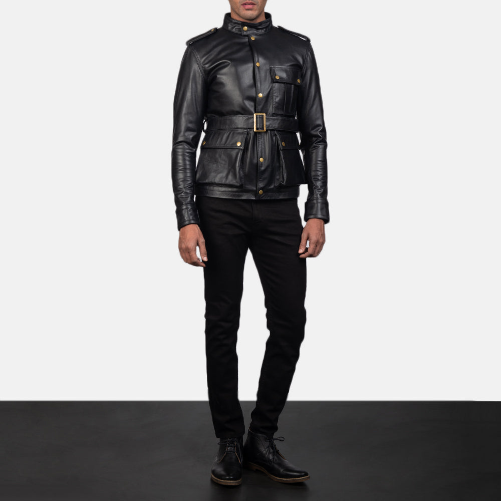 Men's Panel Detail Leather Jacket