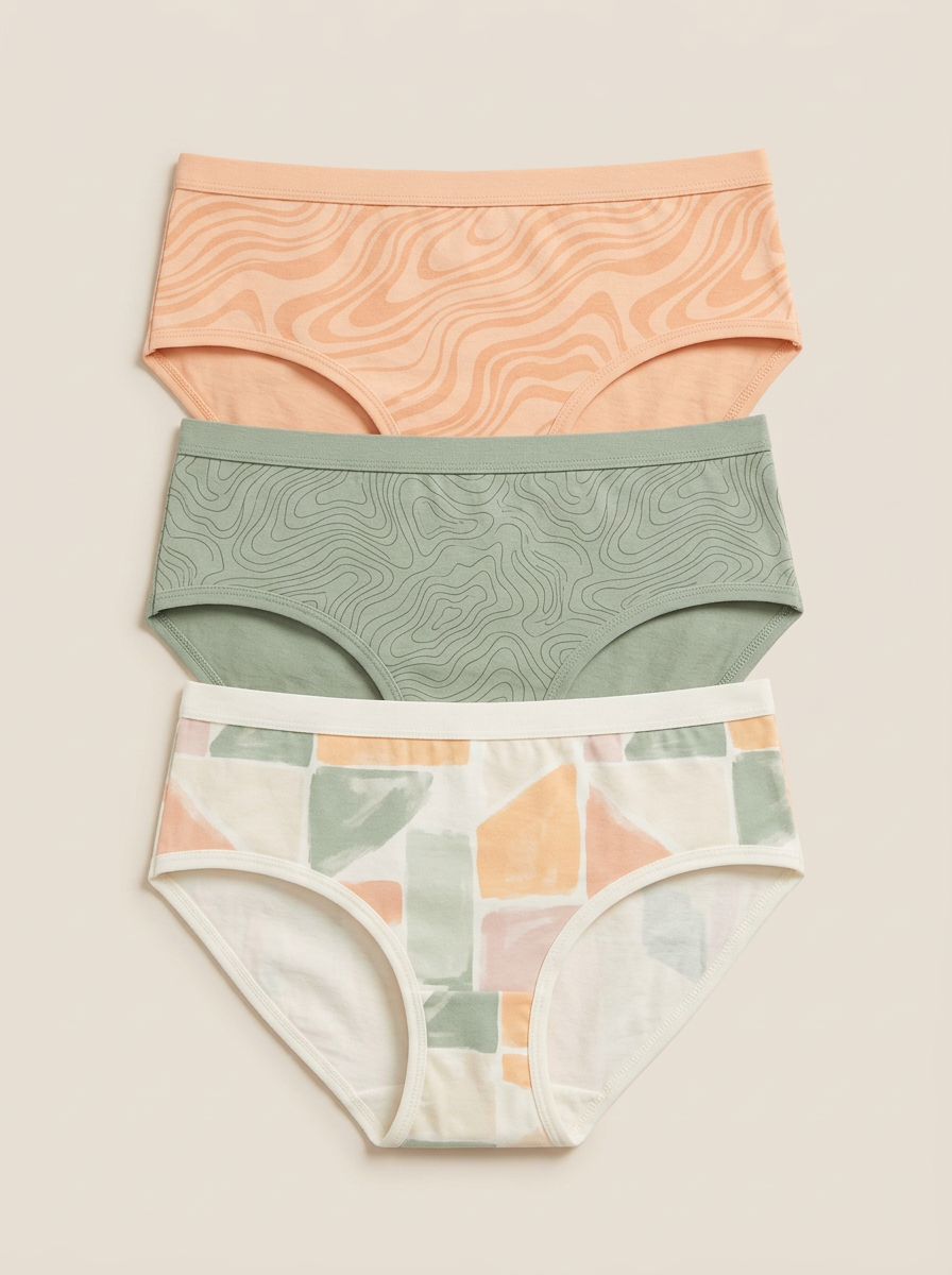 Women's Abstract Geometric Wave Three-Pack Briefs