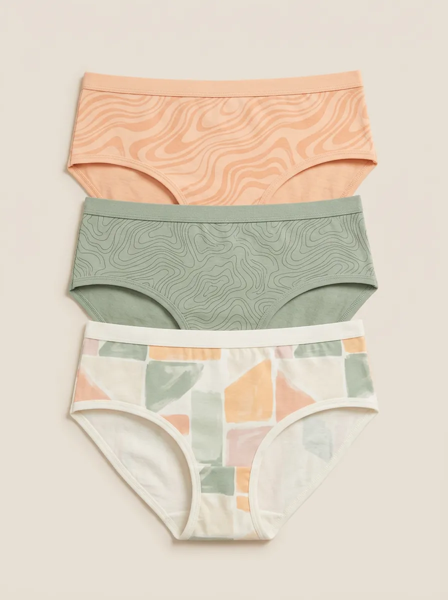Women's Abstract Geometric Wave Three-Pack Briefs