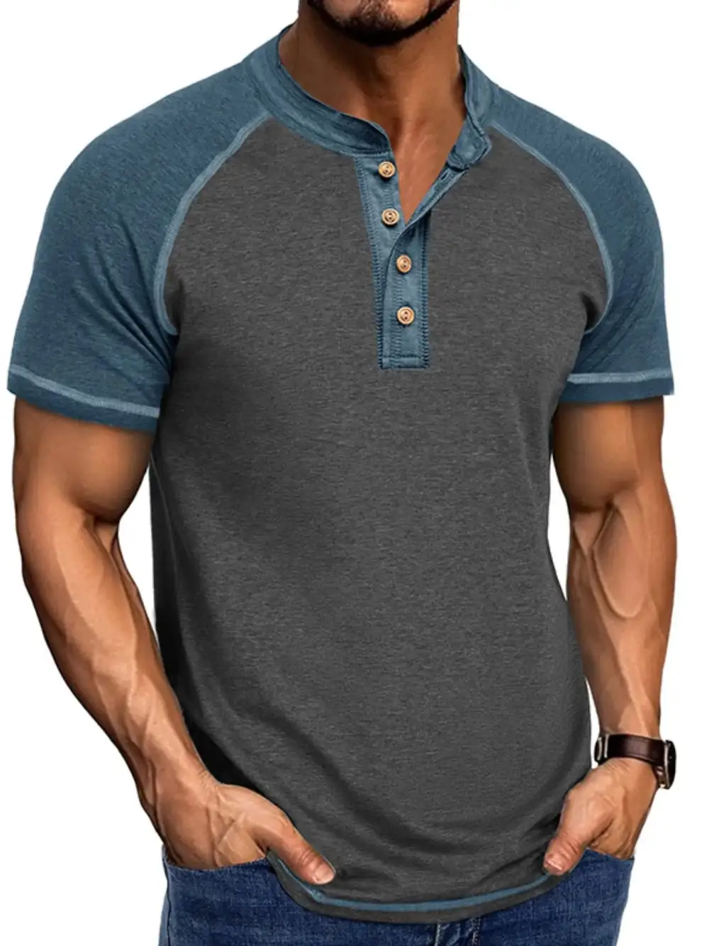 Contrast Detail Henley Tee