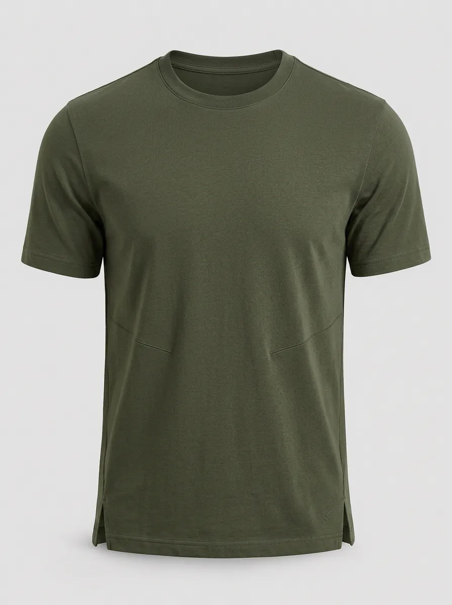 Men's Olive Green Breathable Athletic Performance T-Shirt