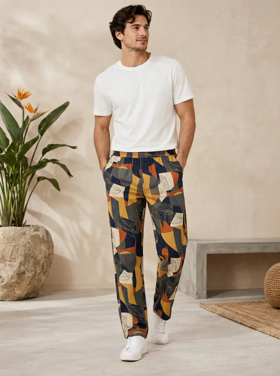 Casual Statement Graphic Print Abstract Print Geometric Print Men's Printed Casual Pants