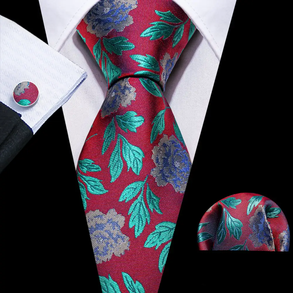 Casual Floral Silk Necktie Set