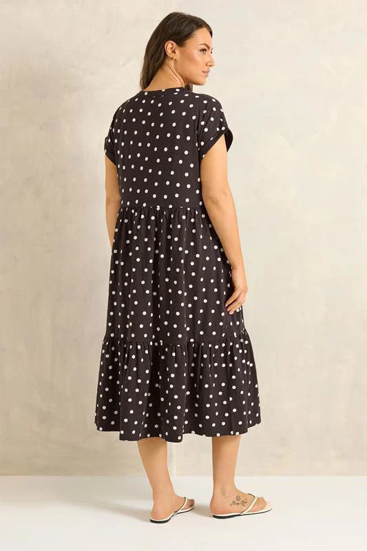 Chocolate Brown Cotton Spot Dress detail 2