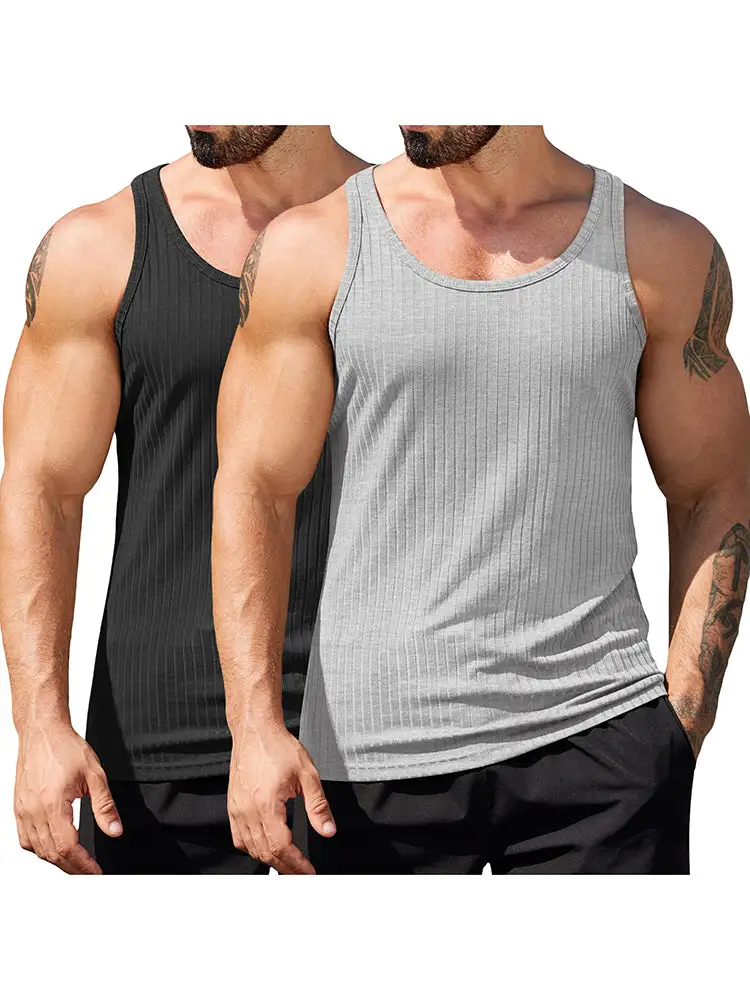 Gym Muscle Packs Ribbed Knit Tank Top