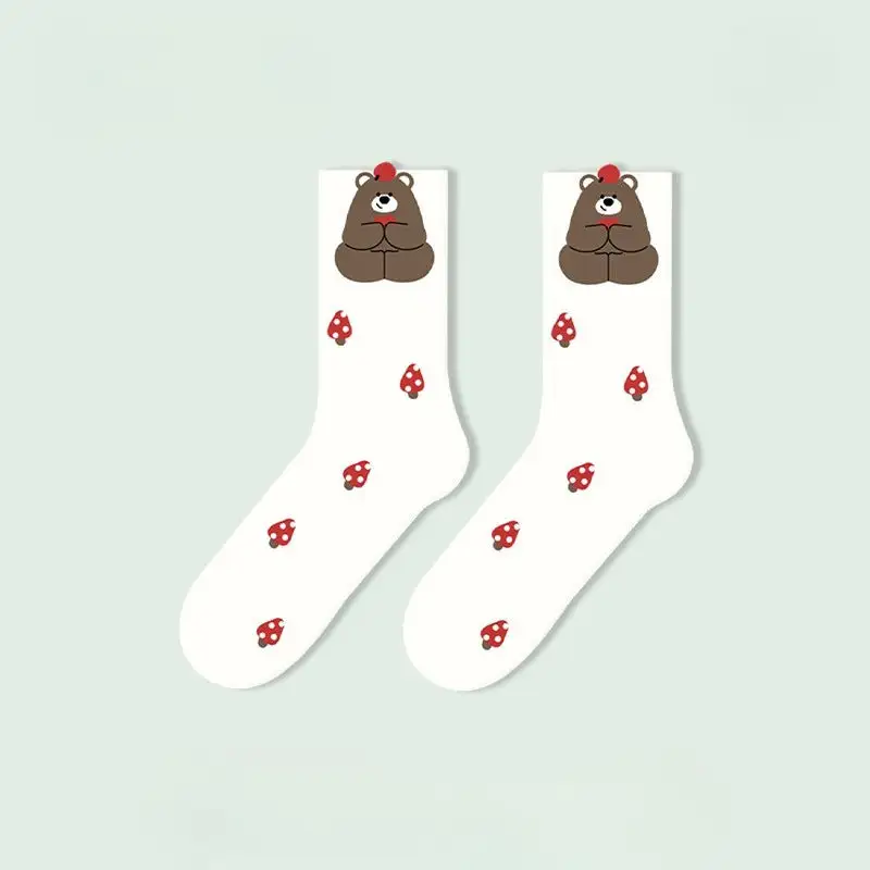 Bear Striped Crew Socks
