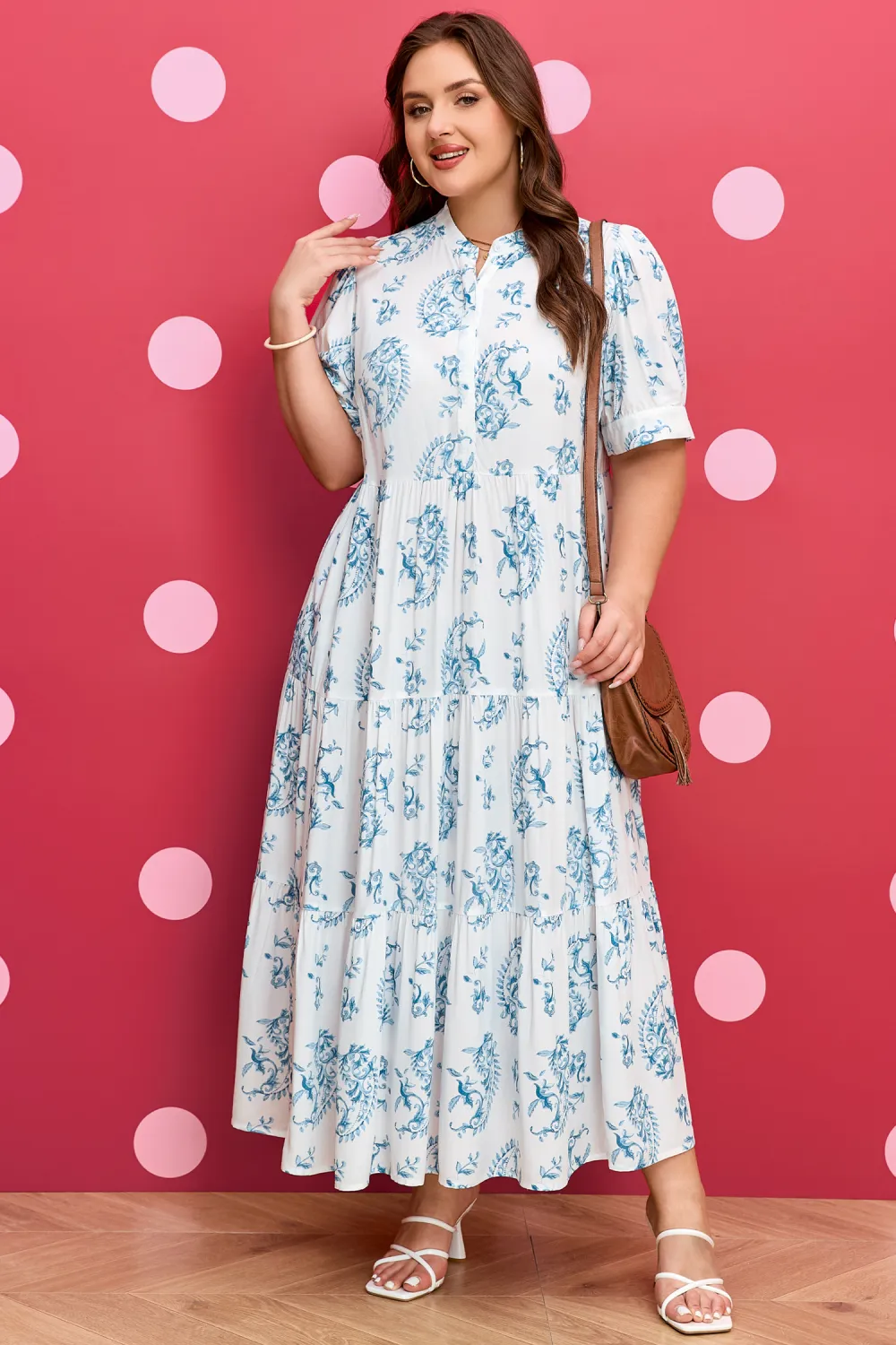 Blue Floral Plus Size Maxi Dress