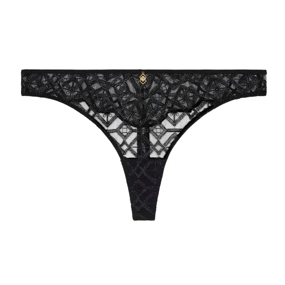 Women's Seamless Embroidery Mesh Lightweight Tanga Panty