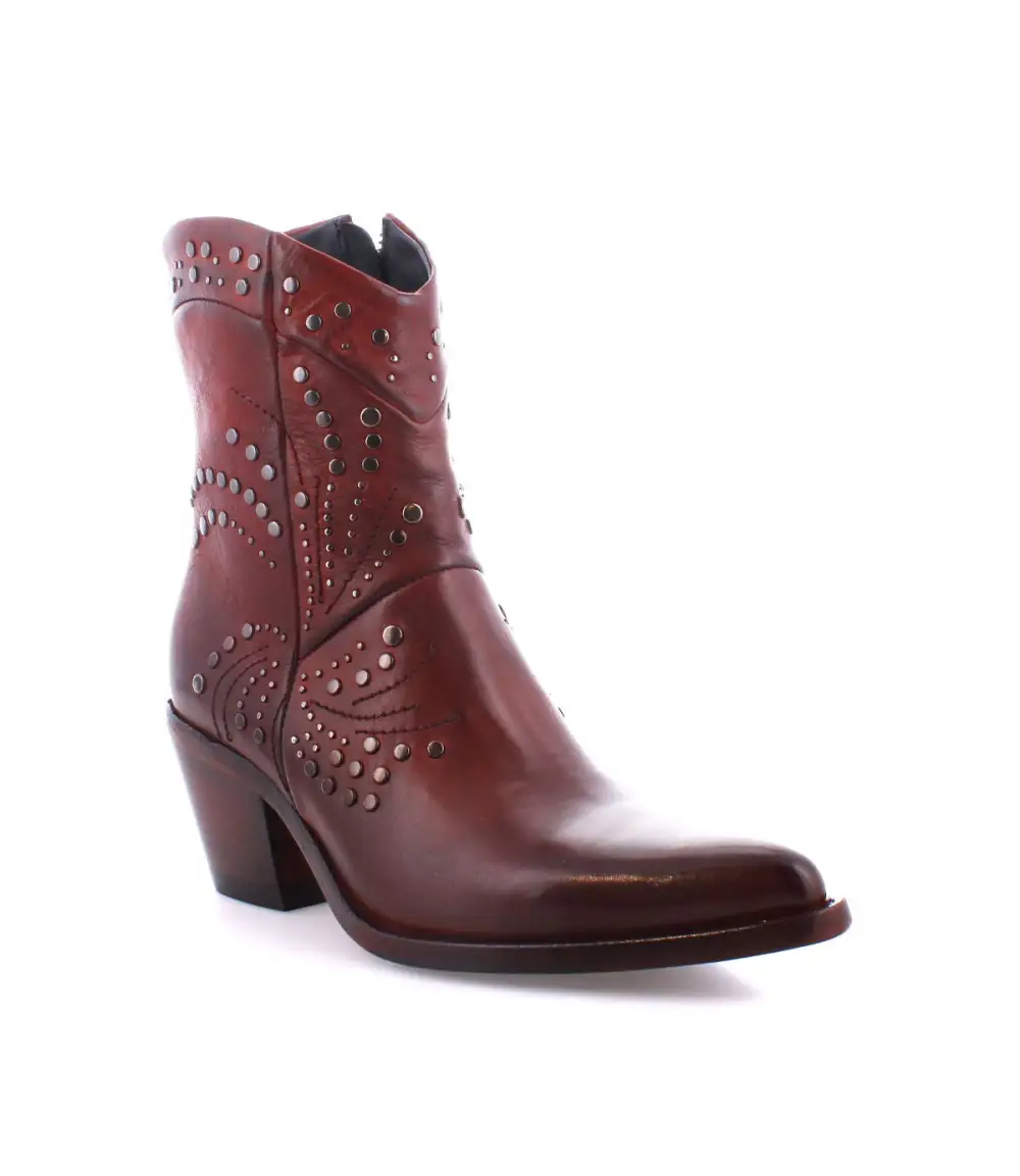 Pointed-Toe Studded Ankle Boots