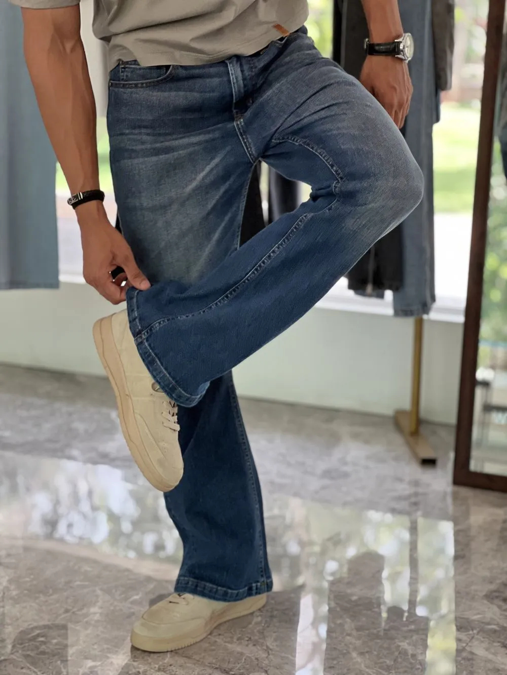 Relaxed-Fit Mid-Rise Bootcut Jeans