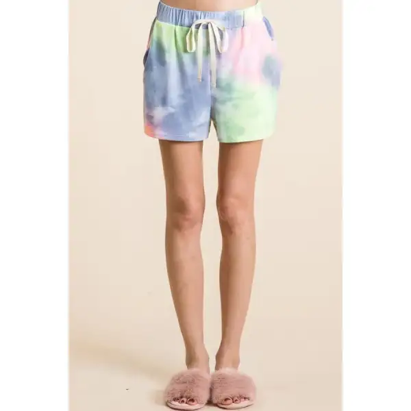 Tie Dye Casual Shorts with Twill Tape Drawstring