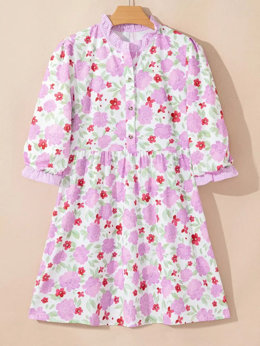 Floral Striped Ruffle Mini Dress