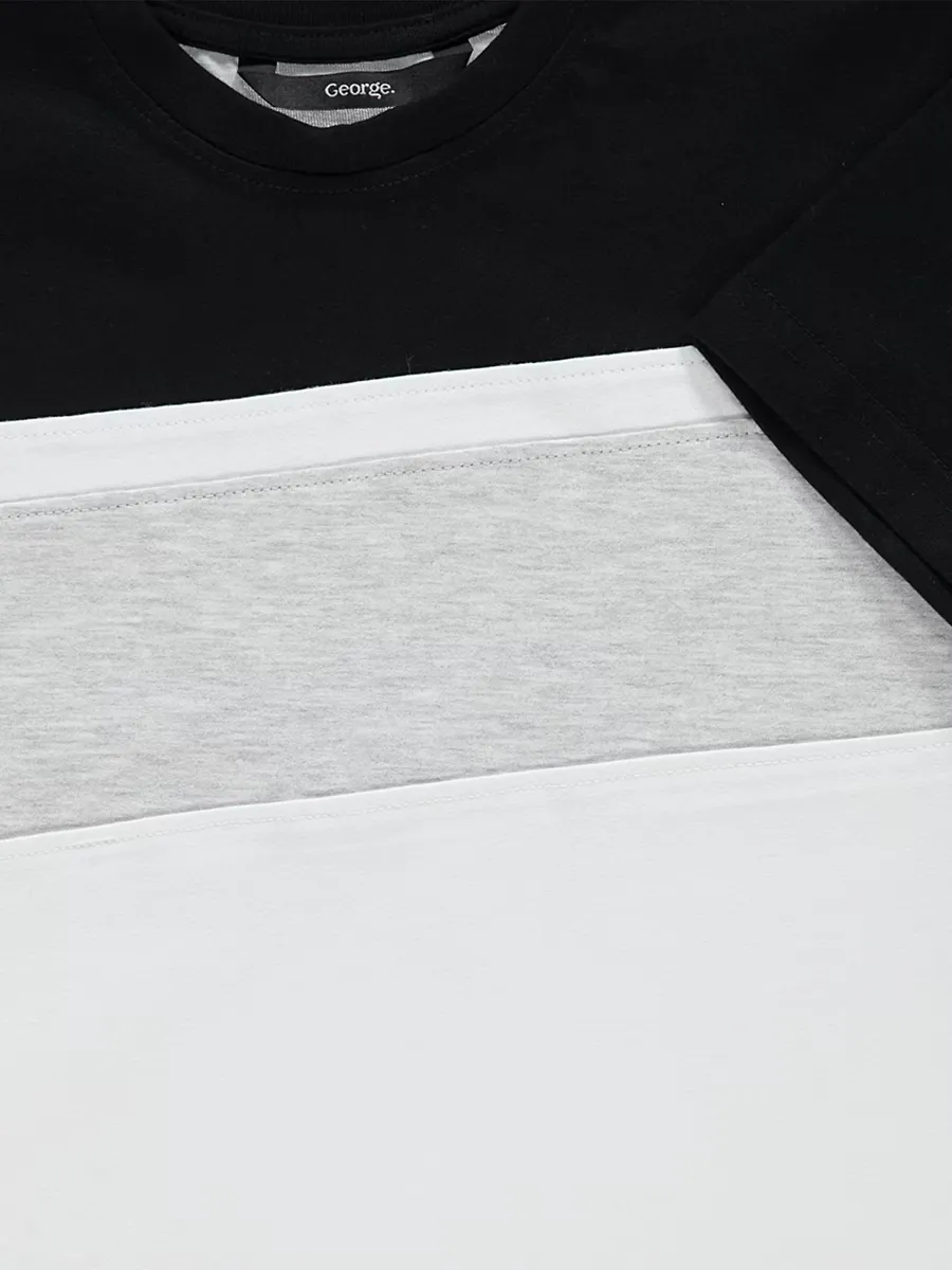 White Colour Block Short Sleeve T-shirt