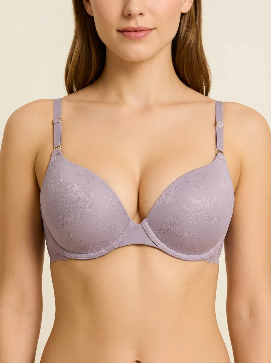 Women's Underwire Lace-Trim Floral-Lace Scalloped-Edge Bra