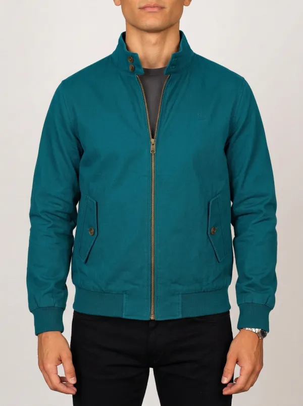 Men's Olive Green Casual Stand Collar Zip-Up Jacket