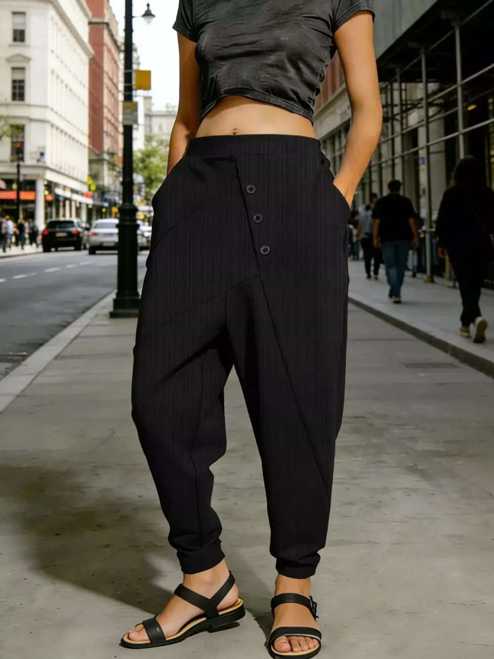 Refined Plus Size Casual Elastic Waist Harem Pants