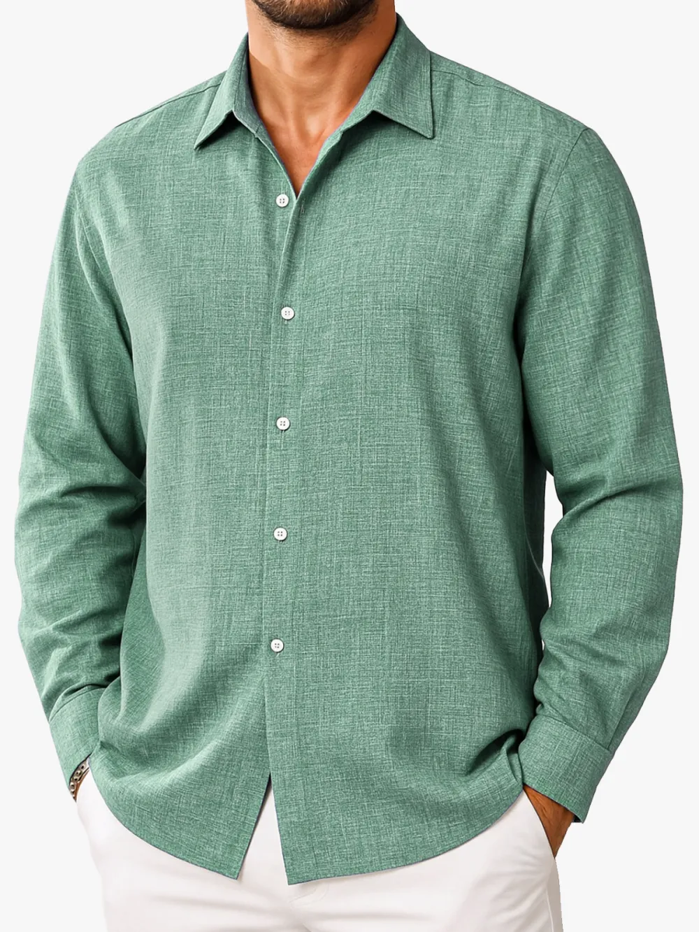 Easy Fit Long Sleeve Open Collar Shirt