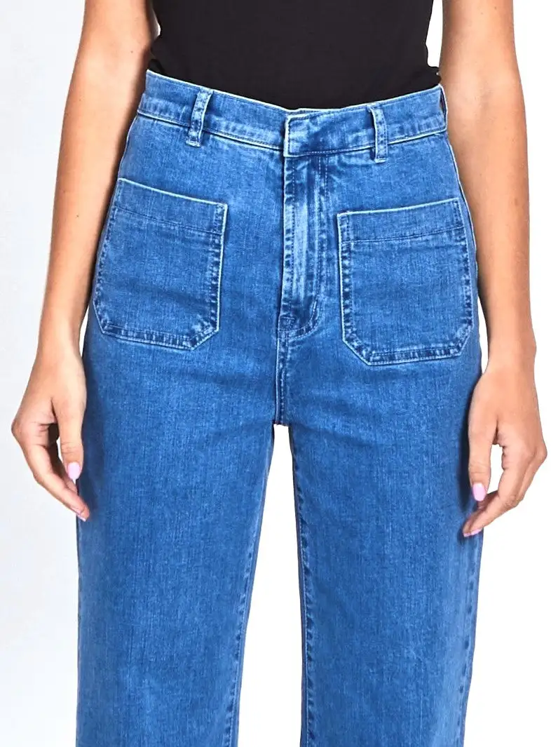 Women's Wide-Leg Denim Cropped Jeans