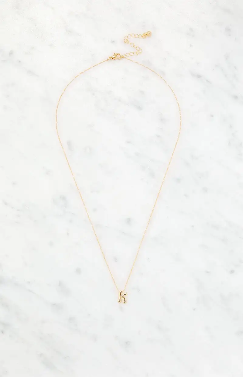 LA Hearts K Initial 14K Gold Plated Necklace