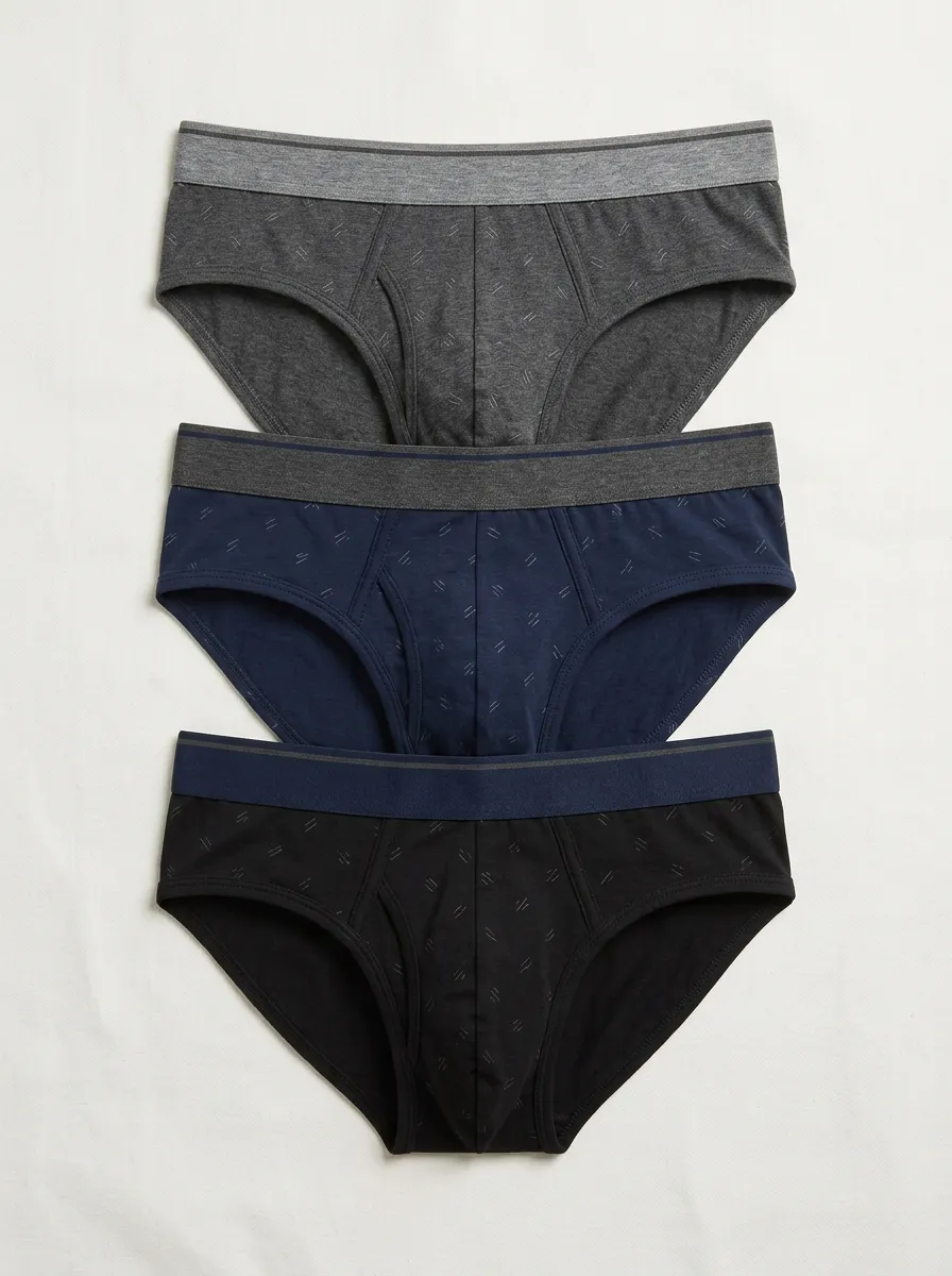 Men's Geometric Contoured-Pouch 3-Pack Briefs