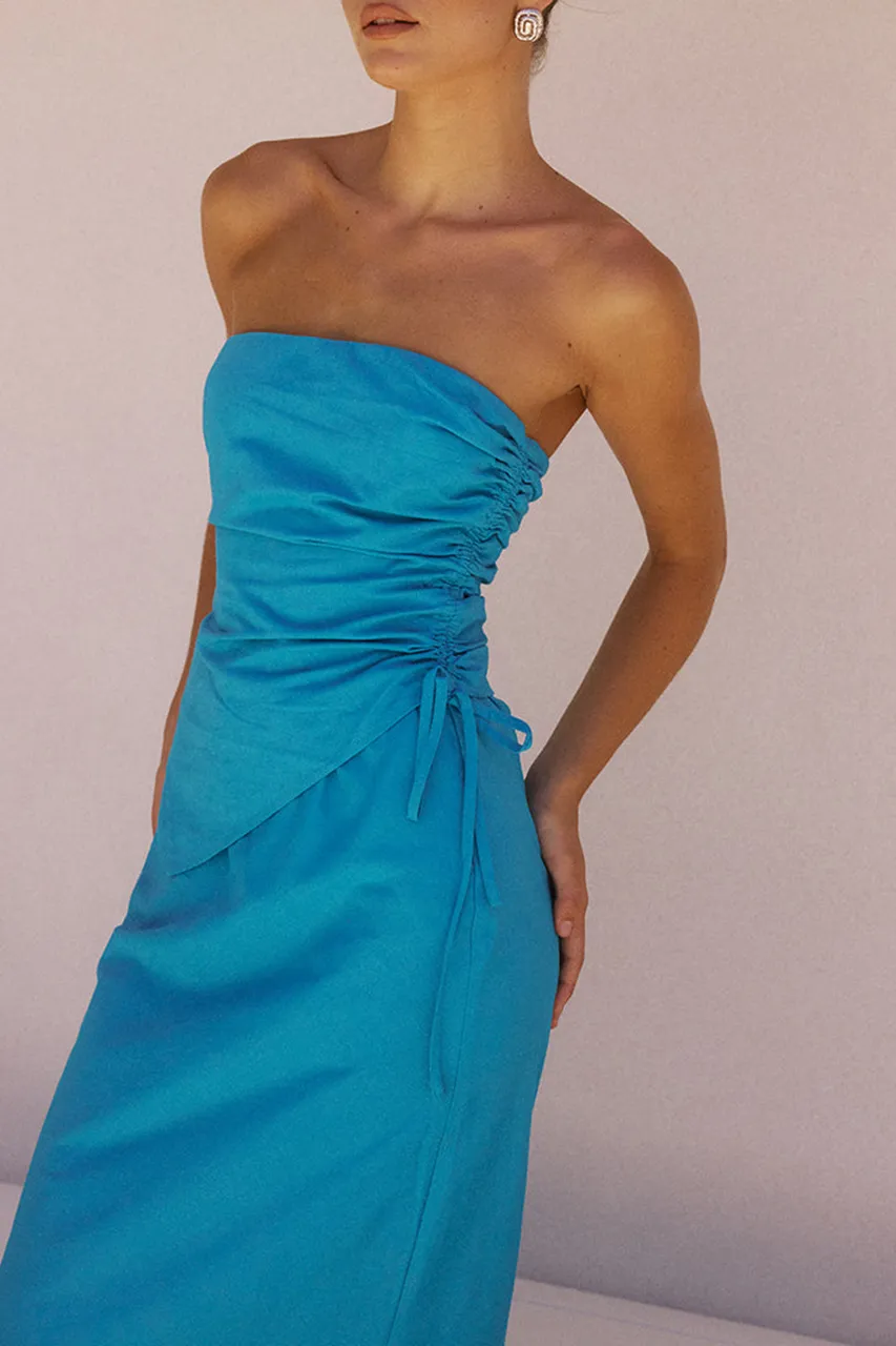 Strapless Ruched Side Tie Tube Top