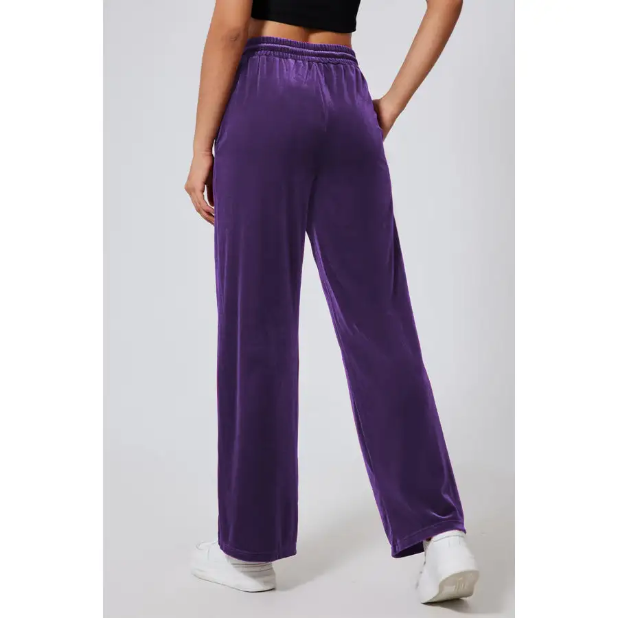 Drawstring Elastic Waist Straight Leg Pants