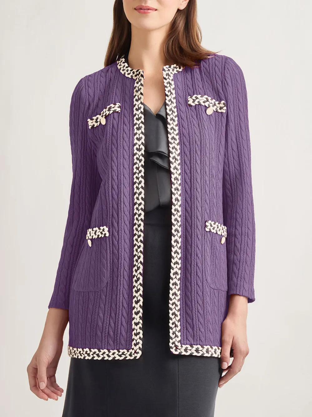 Contrast Colored Medium Length Jacket