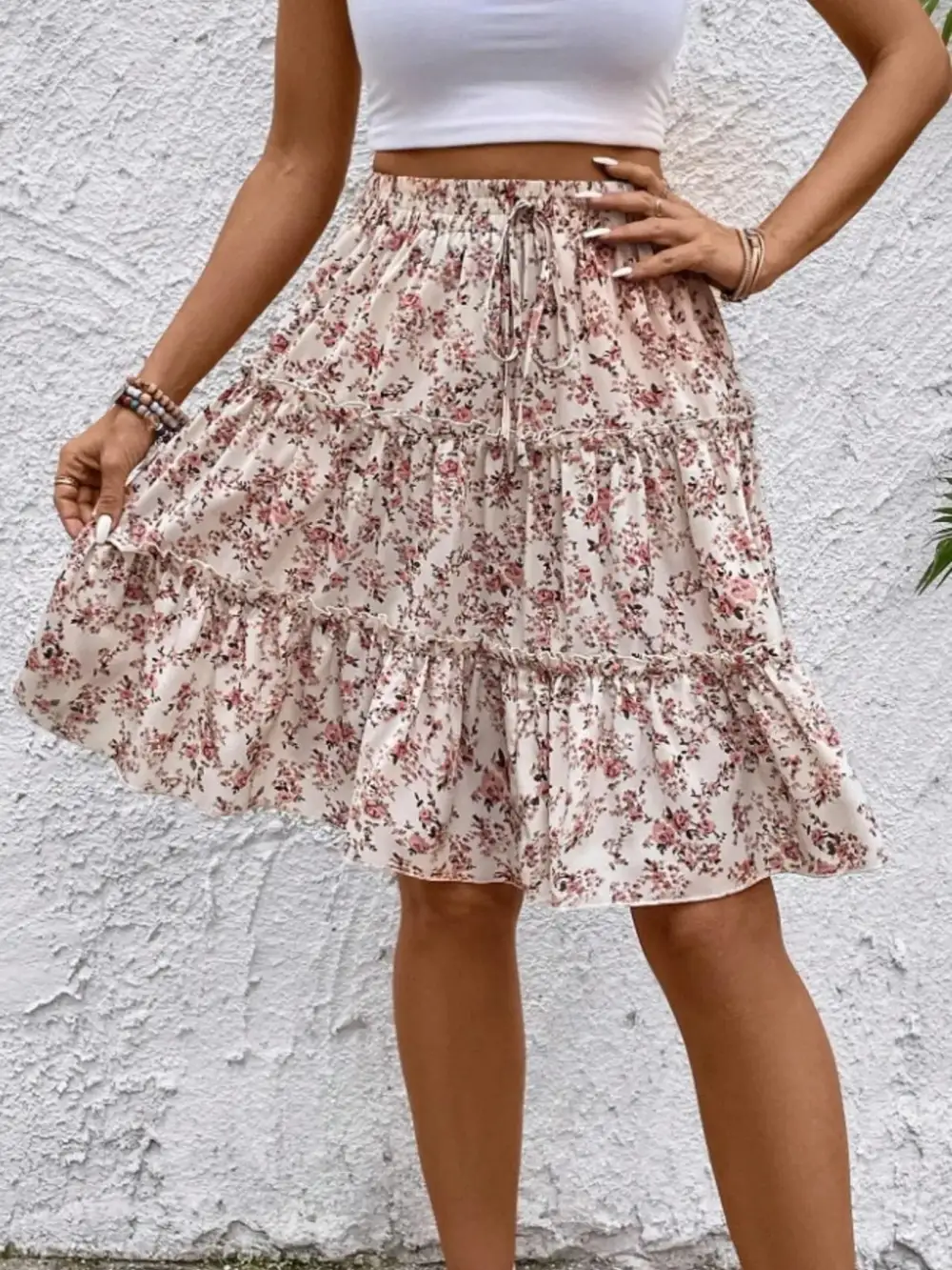 Everyday Floral Print Midi Skirt