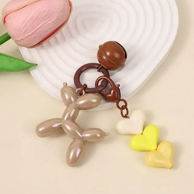 Balloon Dog Car Keychain Heart Charm Bag Accessory Gift