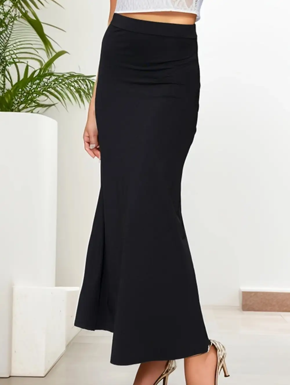 Pleated Hip Maxi Skirt