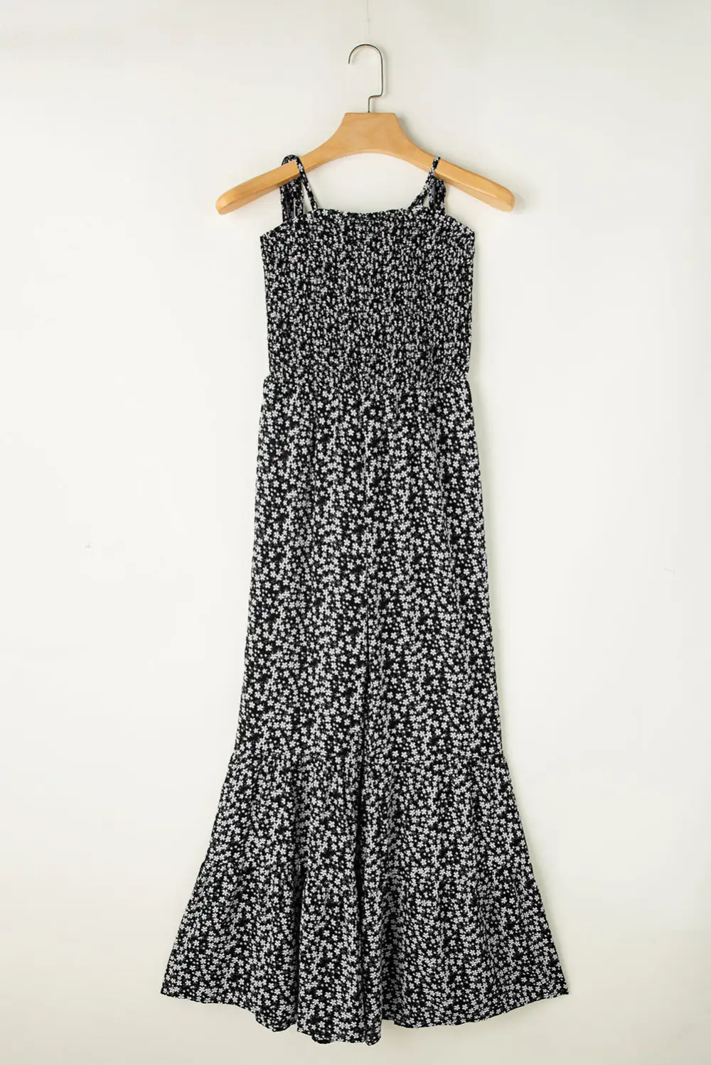 Thin Straps Smocked Bodice Wide Leg Accessory