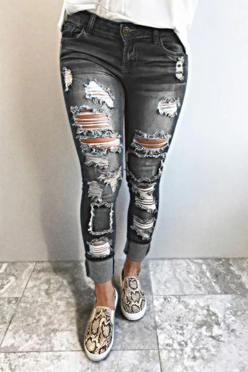 Ripped Low Waist Skinny Jeans