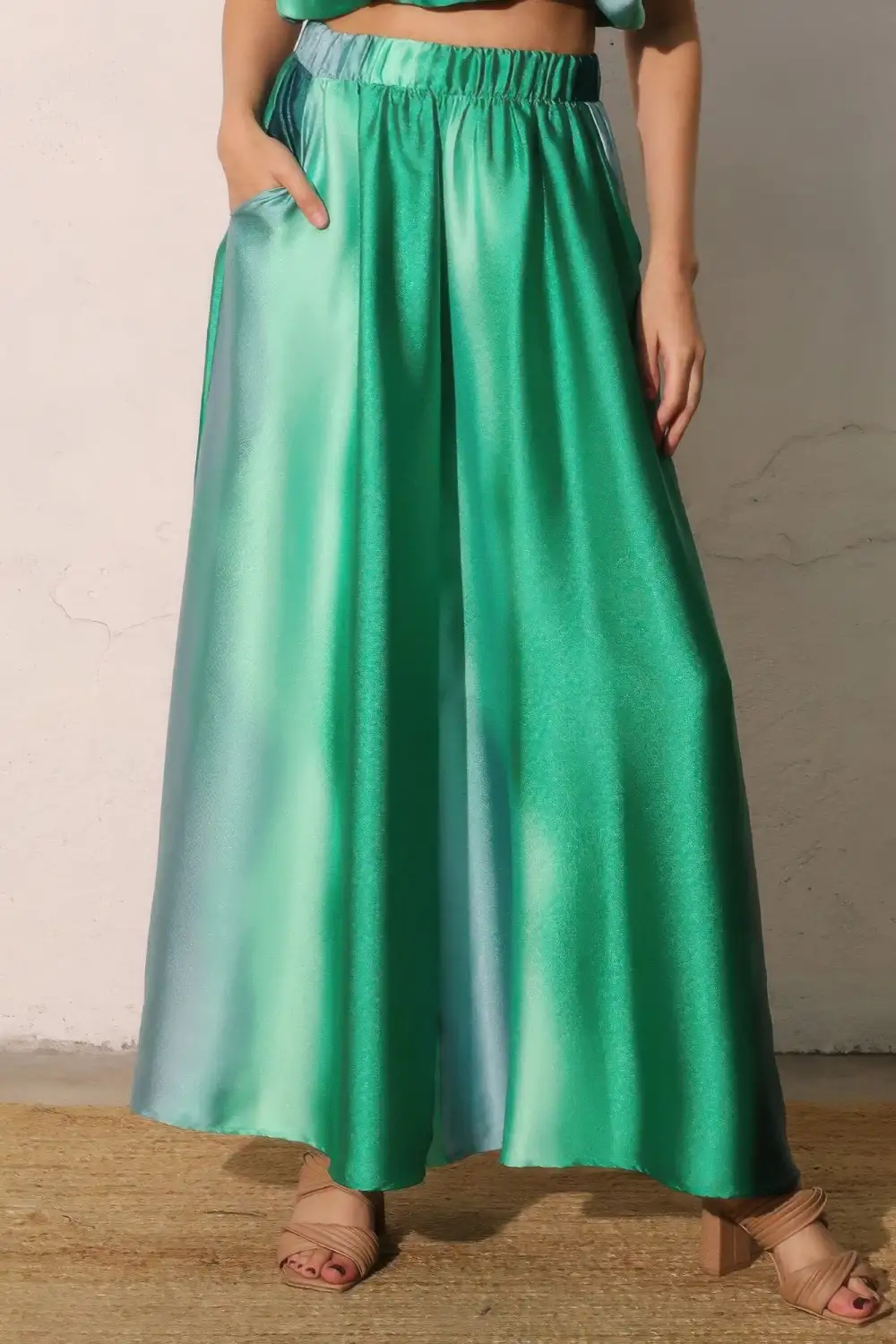 Ombre Satin Extra Wide Leg Pants