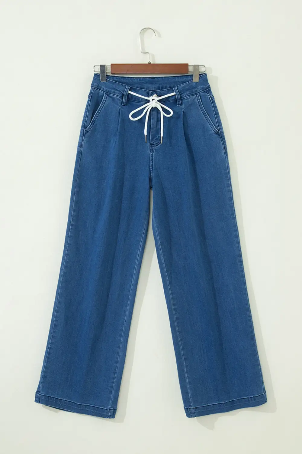 Women's Lace Up Pull on Wide Leg Jeans