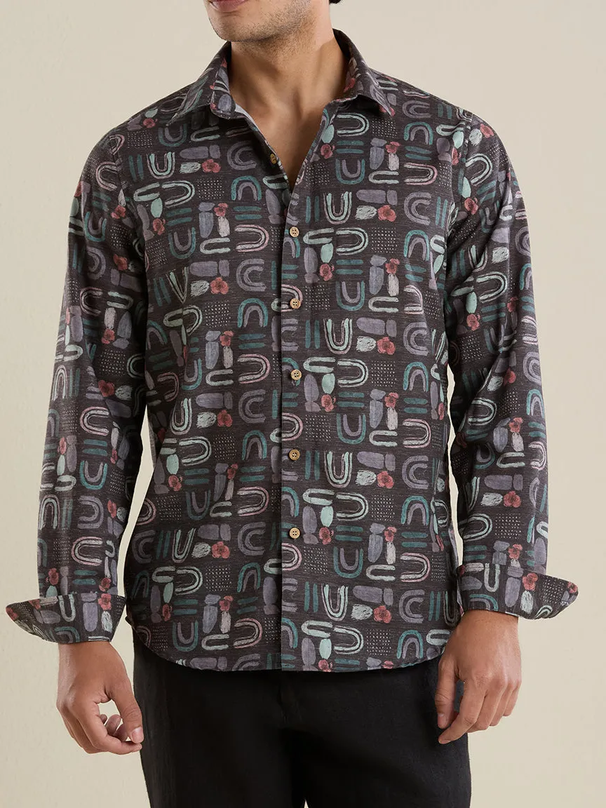Everyday Slim Fit Printed Linen Men's Formal Shirt